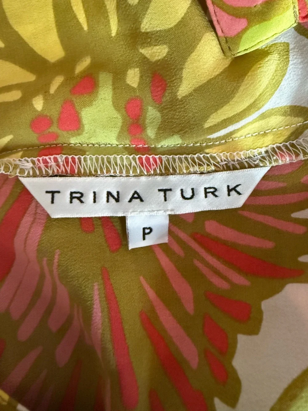 Trina Turk Retro Floral 100% Silk Halter Top - Picture 3 of 6